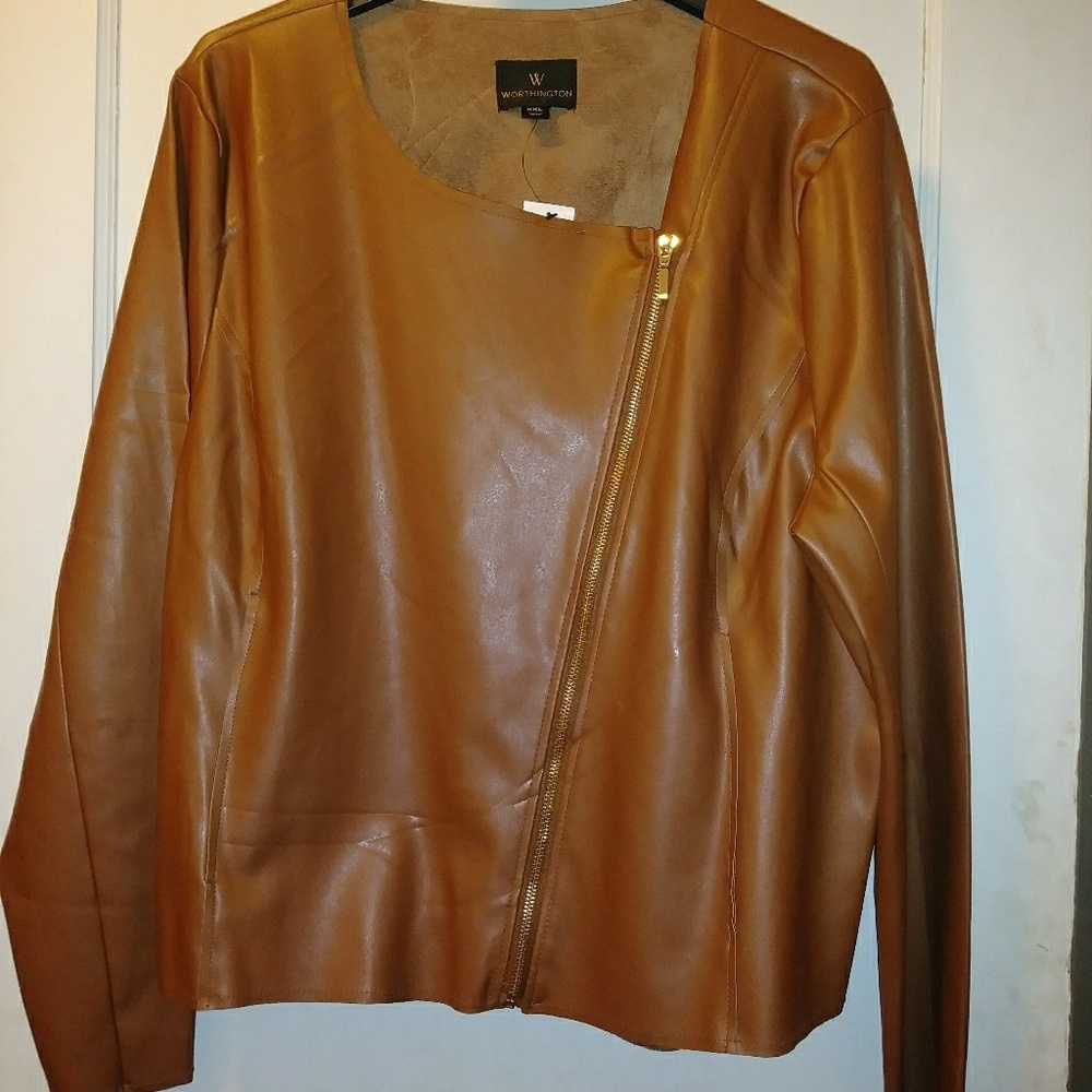 Worthington Faux Leather Jacket (Cognac)